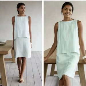 J Jill Linen Pastel Blue Green Layered Dress M NWT
